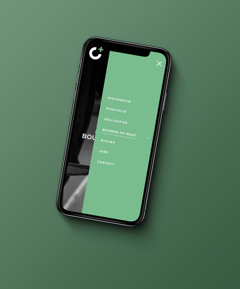 bouwen op maat website menu iphone mockup