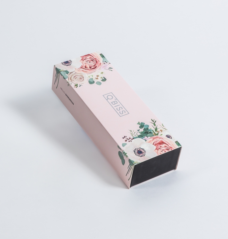 haarborstel roze doos met bloemen