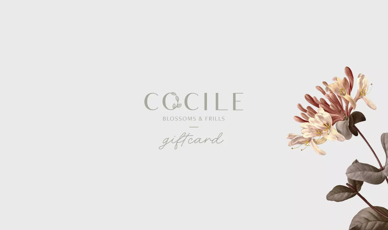 Logo cocile op grijze achtergrond en bloem